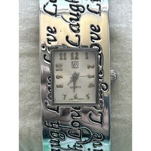 NY&C Live Laugh Love Silver Tone Women’s Cuff Watch